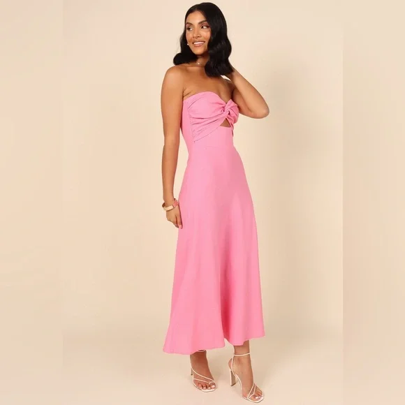 Petal & Pup Hot Pink Strapless Twist Front Maxi - Picture 2 of 10